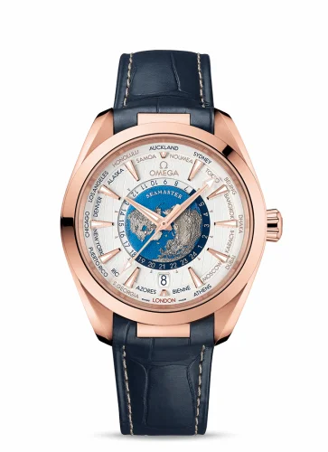 Omega Seamaster Aqua Terra 150M Master Chronometer 43 Worldtimer Sedna Gold / Silver / Alligator 220.53.43.22.02.001 (22053432202001)